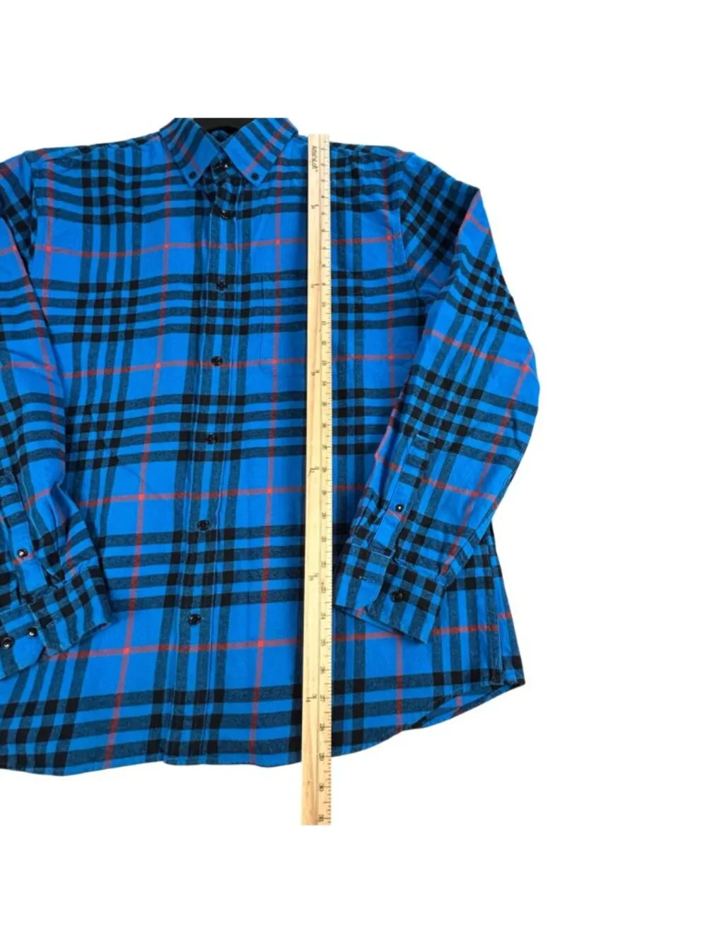 Banana Republic Blue Plaid Flannel Shirt Men's XL Untucked Classic Outdoor Work